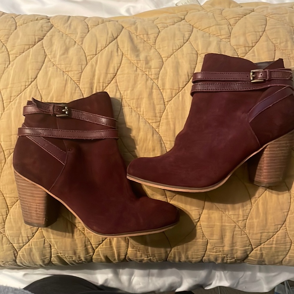 Burgundy booties
